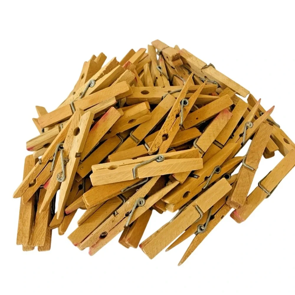 Unbranded Vintage Wooden Clothespins Bulk Lot‎ Spring Action Laundry Crafting